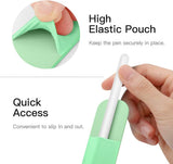 MoKo Pencil Case Holder Sticker Fit Apple Pencil 1st/2nd Generation, Elastic Pencil Pouch PU Leather Adhesive Sleeve Fit iPad 9th/8th Gen, iPad Air 5/4, iPad Pro 11&12.9, iPad Mini 6 - Green
