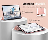 MoKo Case Fit iPad Pro 12.9 4th Generation 2020 & 2018 [Support Apple Pencil 2 Charging] Case with Stand, Soft TPU Translucent Frosted Back Cover Slim Smart Shell, Auto Wake/Sleep - Rose Gold