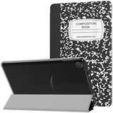 MoKo Case Fits Kindle Fire 7 Tablet (9th Generation, 2019 Release), PU Leather Trifold Stand Cover Frosted Clear Backshell with Auto Wake/Sleep - Black