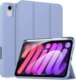 MoKo iPad Mini 6 Case with Pencil Holder (8.3 Inch,2021 Model), iPad Mini 6th Generation Case [Apple Pencil 2nd Charging], Trifold Stand Smart Case with Soft TPU Back, Auto Sleep/Wake, Blue Sky Star