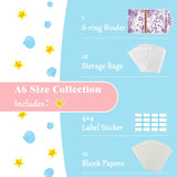 MoKo A6 Budget Binder Notebook,Glittering Quicksand Spangles Binder Cover, Clear PVC Looseleaf Folder with 12 Zipper Pockets & Blank Papers, 16 Sticky Labels for School Office,Pearlescent Purple