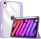 MoKo Case Fit New iPad Mini 6 Case with Pencil Holder (6th Gen 8.3 inch 2021), Soft TPU Frame Hard PC Clear Transparent Back Shell Smart Cover for iPad Mini 6 2021, Auto Wake/Sleep, Marble Gold Green