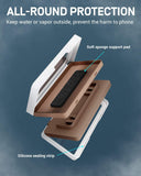 MoKo Shower Phone Holder, Waterproof Phone Wall Mount for Bathroom Bathtub Kitchen with Touchable Screen Wall Stickers Fits with iPhone 13/13 Pro, Galaxy S21, Smartphone up to 6.8", White & Chocolate