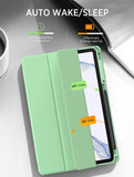 MoKo Case Fits Samsung Galaxy Tab S8 + 12.4 2022 (SM-X800/X806) / Tab S7 FE 12.4-Inch 2021 / Tab S7 Plus 12.4 2020 with S-Pen Holder, Transparent Back Tablet Cover with Auto-Wake, Green