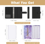 MoKo Budget Binder with 12-Pack Clear Cash Envelopes Pockets, Protective A6 Loose-Leaf PU Leather Notebook Binder Cover Folder Budgeting Planner with 12PCS Budget Sheet, Black