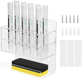 MoKo Wall Mounted Holder for Dry Eraser Whiteboard Markers, Thickened Acrylic Pen Stand Office Classroom Accessories Organizer Storage Rack with 10 Marker Slots, Black