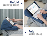 MoKo Tablet Pillow Stand, Soft Bed Pillow Holder Xmas Gift for up to 11" Pad, Fits iPad 10.2"(9th Gen), New iPad Mini 6 8.3" Air 4/3, iPad Pro 11/10.5/9.7, Mini 5 4, Galaxy Tab S6/S7 11", Blue