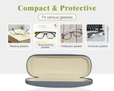 MoKo Hard Shell Eye Glasses Case with Cloth, PU Leather Protective Eyeglasses Cases Storage Organizer Travel for Men Women