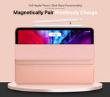 MoKo Case Fit iPad Pro 12.9 4th Generation 2020 & 2018 [Support Apple Pencil 2 Charging] Case with Stand, Soft TPU Translucent Frosted Back Cover Slim Smart Shell, Auto Wake/Sleep - Rose Gold