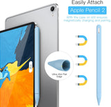 MoKo Pencil Case Compatible with Apple Pencil 2nd Gen, [2 Pieces] Silicone Pencil Holder Sleeve and Nib Cover Fit iPad Mini 6 2021/ iPad Air 4 Gen 2020/ iPad Pro 11/ Pro 12.9 2021/2020, Sky Blue