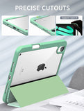 MoKo Case Fit New iPad Mini 6 Case with Pencil Holder (6th Gen 8.3 inch 2021), Soft TPU Frame Hard PC Clear Transparent Back Shell Smart Cover for iPad Mini 6 2021, Auto Wake/Sleep, Marble Gold Green