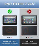 MoKo Case Fits with Amazon All-New Kindle Fire 7 Tablet (2022 Release-12th Generation) Latest Model 7", Full Body Rugged Hands-Free Viewing Stand Back Cover with Screen Protector, Dark Blue