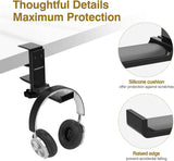 MoKo Headphone Stand, Universal Aluminum Headphone Foldable Hanger Adjustable Headset Stand Clamp Mount Desk Hook Holder for All Headphone Sizes, Sennheiser, Audio-Technica, PS5 Gaming Headset- Black