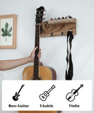 MoKo Guitar Wall Mount with 3 Hooks, Wood Guitar Wall Hanger Rack with Shelf Pick Holder, Guitar Holder Wall Stand Bass Guitar Bracket Organizer for Acoustic Electric Guitar Banjo Mandolin