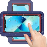 MoKo Shower Phone Holder Waterproof, 2021 Upgrade 180 Rotation Wall Mount Phone Holder for Bathroom Kitchen Bathtub with Anti-Fog Touchable Screen, Fit iPhone 13 Universal Smartphone up to 6.8", Blue