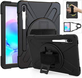 MoKo Case Fit Samsung Galaxy Tab S6 10.5, [Heavy Duty] Shockproof Full-Body Rugged 360 Degree Rotating with Shoulder Strap Stand Cover for Galaxy Tab S6 10.5" SM-T860/T865 2019 Tablet - Black