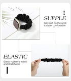 MoKo Elastic Band Compatible with Fitbit Versa 3 / Sense, Stretchy Fabric Scrunchie Bands Scrunchy Wrist Band Replacement Strap Watchband for Women Girl, S, Black