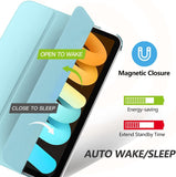 MoKo Case Fit New iPad Mini 6 2021 (6th Generation, 8.3-inch) - Slim Lightweight Hard Clear Back Shell Stand Cover with Translucent Frosted Back Protector, with Auto Wake/Sleep, Sky Blue