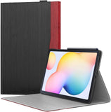 MoKo Case Compatible with Galaxy Tab S6 Lite 2020, Ultra-Slim PU Smart Folding Stand Cover Shell Sleeve Case with Auto-Wake/Sleep Fit Galaxy Tab S6 Lite 10.4 2020 SM-P610/P615 - Gray & Pink Stripe