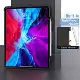 MoKo Case Fit iPad Pro 12.9 4th Generation 2020 & 2018 - [Support Apple Pencil 2 Charging] Shockproof Rugged Protective Case with Multi-Angle Magnetic Stand, Pencil Holder & Auto Sleep/Wake - Black