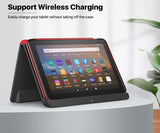 MoKo Case Fits Kindle Fire HD 8 & 8 Plus Tablet (10th Generation, 2020 Release), Soft TPU Translucent Frosted Back Cover Slim Smart Shell, Auto Wake/Sleep - Red