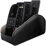 MoKo Remote Control Holder, Leather TV Remote Organizer Remote Caddy Desktop Organizer 5 Compartments for Remote Controllers, Office Supplies, Media Accessory Storage & Organizer - Dark Gray