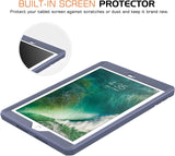 MoKo Case Fit 2018/2017 iPad 9.7 6th/5th Generation - [Heavy Duty] Shockproof Full Body Rugged Hybrid Cover with Built-in Screen Protector Compatible with Apple iPad 9.7 Inch 2018/2017, Purple