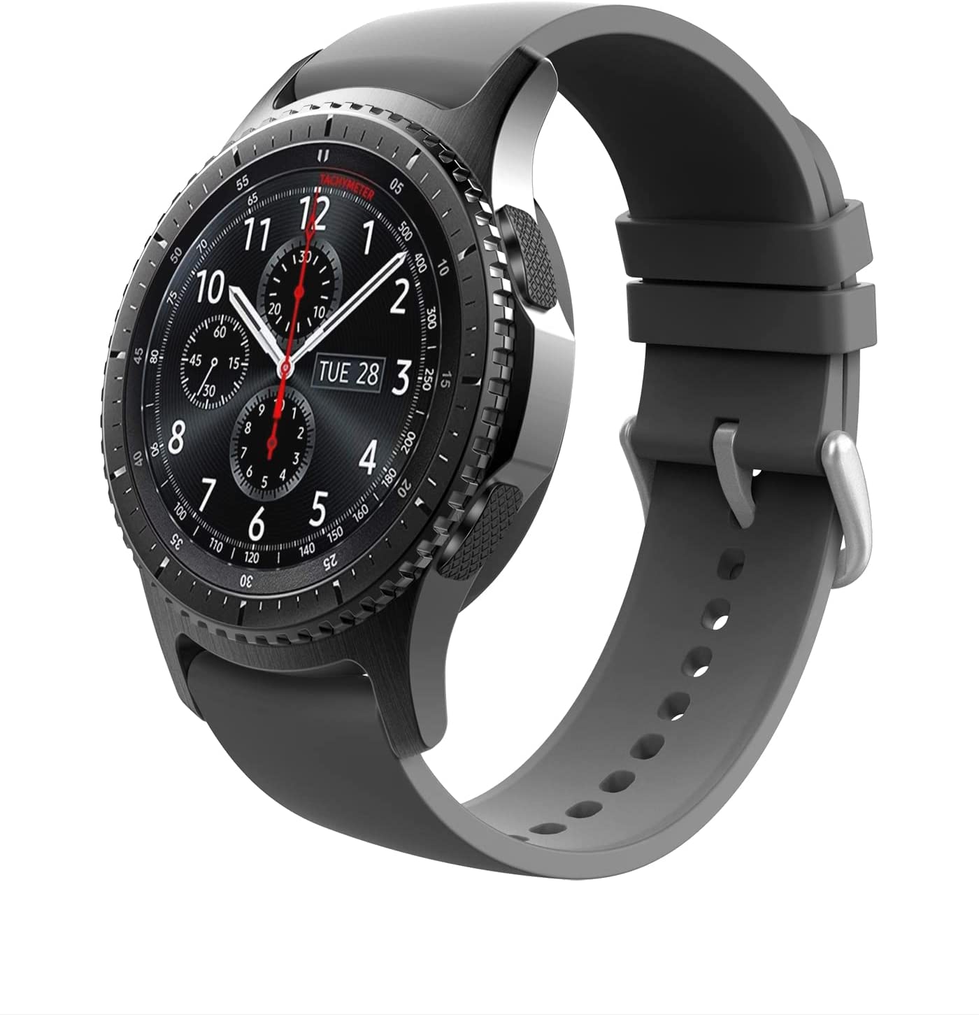 MoKo Band Compatible with Samsung Galaxy Watch 3 45MM/Galaxy Watch 46MM/Gear S3 Classic/Frontier/Huawei Watch 3 Pro, 22mm Silicone Adjustable Replacement Strap, Black