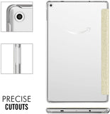 MoKo Case for Amazon Fire HD 10 Tablet (7th and 9th Generation, 2017 and 2019 Release) 10”, Smart Shell Stand Cover with Translucent Frosted Back for Fire HD 10.1 Inch - Denim Sandstone White