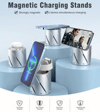 MoKo Foldable 2 in 1 Magnetic Wireless Charger Stand, Fast Charging Station Dock Compatible with Magsafe Charger iPhone 13 12 Pro Max Mini iwatch 7/6/5/4/3/2/SE Airpods 3/2/Pro
