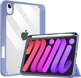 MoKo Case Fit New iPad Mini 6 Case with Pencil Holder (6th Gen 8.3 inch 2021), Soft TPU Frame Hard PC Clear Transparent Back Shell Smart Cover for iPad Mini 6 2021, Auto Wake/Sleep, Marble Gold Green