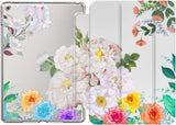 MoKo Case for New iPad 9th/8th/7th Gen Case (2021/2020/2019), Soft TPU Translucent Frosted Back Cover Slim Shell Protective Case with Stand for iPad 10.2 inch,Auto Wake/Sleep,Various Flowers