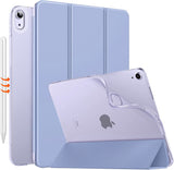 MoKo Case Fit iPad Air 5th/4th Generation 10.9 Inch Case 2022/2020, Slim Trifold Stand Cover with Soft Frosted Back, Auto Wake/Sleep, Support Touch ID and iPad 2nd Pencil Charging, Mottled Rose Purple