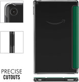MoKo Case for Amazon Fire HD 10 Tablet (7th and 9th Generation, 2017 and 2019 Release) 10”, Smart Shell Stand Cover with Translucent Frosted Back for Fire HD 10.1 Inch - Pine Forest Green
