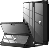 MoKo Case for Microsoft Surface Pro 8 13" 2021, Shockproof Protective Cover Shell Case with Transparent TPU + PC Shell, Compatible with Surface Pro Signature Keyboard & Surface Slim Pen 2, Black