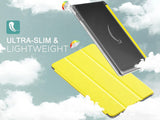 MoKo Case Fits All-New Kindle Fire HD 10 & 10 Plus Tablet (11th Generation, 2021 Release) 10.1" - Slim PU Leather Trifold Stand Cover Frosted Hard Back Shell with Auto Wake/Sleep, Bright Yellow