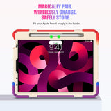 MoKo Case for iPad Air 5th/4th Generation 2022/2020 10.9 Inch for Kids with Pencil Holder, Shockproof Heavy Duty Protective Case with 360 Degree Rotate Stand, Hand Strap, Shoulder Strap, Multicolor A