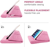 MoKo Tablet Pillow Stand, Soft Bed Pillow Holder Xmas Gift for up to 11" Pad, Fits iPad 10.2"(9th Gen), New iPad Mini 6 8.3" Air 4/3, iPad Pro 11/10.5/9.7, Mini 5 4, Galaxy Tab S6/S7 11", Pink