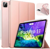 MoKo Case Fit iPad Pro 11 2nd Gen 2020 & 2018 [Support Apple Pencil 2 Charging] Case with Stand, Soft TPU Translucent Frosted Back Cover Slim Smart Shell iPad Pro 11 Case, Auto Wake/Sleep - Rose Gold