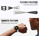 MoKo Watch Band Compatible with Garmin Vivoactive 3/Venu/Venu Sq/Forerunner 245/645/55/Galaxy Watch 4/4 Classic/3 41mm/Active/Active 2, Soft Silicone Replacement Sport Strap, White & Black