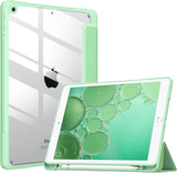 MoKo Case Fit New iPad 9th/8th/7th Generation Case with Pencil Holder (2021/2020/2019), iPad 10.2 inch Clear Shell Cover with Translucent Back Corner/Bumper Protector Case, Auto Wake/Sleep, Rose Gold