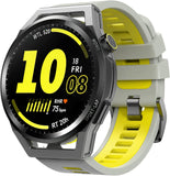 MoKo Watch Strap Compatible with Huawei Watch GT3 46mm/GT2/GT2 Pro/GT 2e/Samsung Galaxy Watch 46mm/Gear S3, 22mm Soft Silicone Replacement Sport Band Wristband, Gray/Yellow