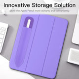 MoKo Pencil Case Holder Sticker Fit Apple Pencil 1st/2nd Generation, Elastic Pencil Pouch PU Leather Adhesive Sleeve Fit iPad 9th/8th Gen, iPad Air 5/4, iPad Pro 11&12.9, iPad Mini 6, Purple