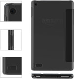 MoKo Case for All-New Amazon Fire 7 Tablet (7th Generation, 2017 Release Only) - Ultra Lightweight Slim Shell Stand Cover with Frosted Back for Fire 7, Black (with Auto Wake/Sleep)