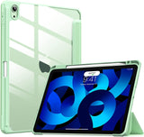 MoKo Case Fit iPad Air 5th/4th Generation 10.9 Inch 2022/2020 with Pencil Holder, [Support 2nd Gen Pencil Charging & Touch ID] Shockproof Frame with Clear Transparent Back,Auto Wake/Sleep,Lavender