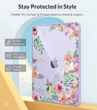 MoKo Case Fit iPad Air 5th/4th Generation 10.9 Inch 2022/2020, Slim Transparent Hard PC Clear Back Cover,Flexible TPU Shell with Air-Pillow Edge Bumper,Support Apple Pencil 2 Charging,Fragrant Flowers