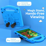 MoKo Case Fits Kindle Fire HD 8 & 8 Plus Tablet (10th Generation, 2020 Release), Shockproof Heavy Duty EVA Foam Kids-Friendly Cover with Hand-Grip Convertible Stand - Blue