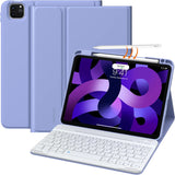 MoKo Keyboard Case for iPad Air 5th/4th Generation 2022/2020, 10.9 Inch, iPad Pro 11 2021/2020/2018, [Support Apple Pencil 2 Charging] Detachable Wireless Bluetooth Keyboard, Lavender