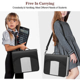 MoKo Zipper Binder, 3 inch 3 Ring Binder, 600 Sheet Capacity Multi-Pocket School Binder Organizer with Handle and Shoulder Strap, Black & Gray