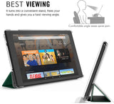 MoKo Case for Amazon Fire HD 10 Tablet (7th and 9th Generation, 2017 and 2019 Release) 10”, Smart Shell Stand Cover with Translucent Frosted Back for Fire HD 10.1 Inch - Pine Forest Green